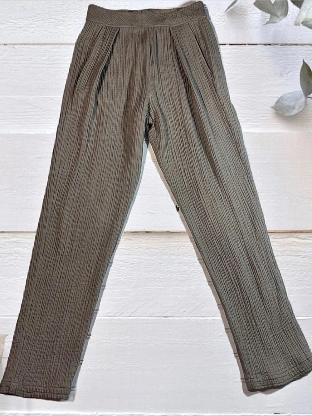Raquel Allegra Gauze Cotton Straight Leg Pants in Tan Size 1